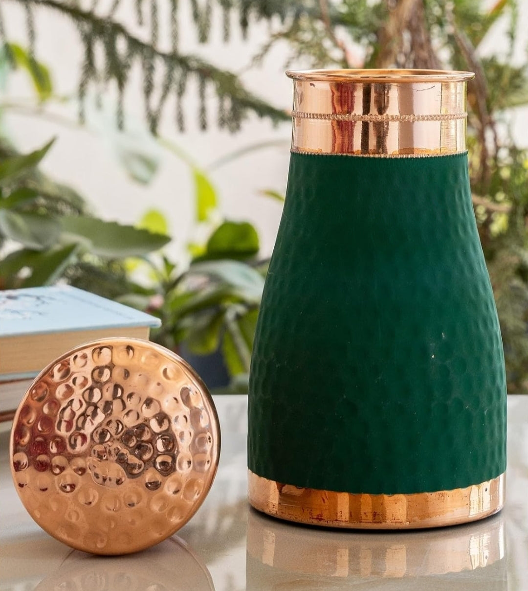 hammered two tone copper sugar pot