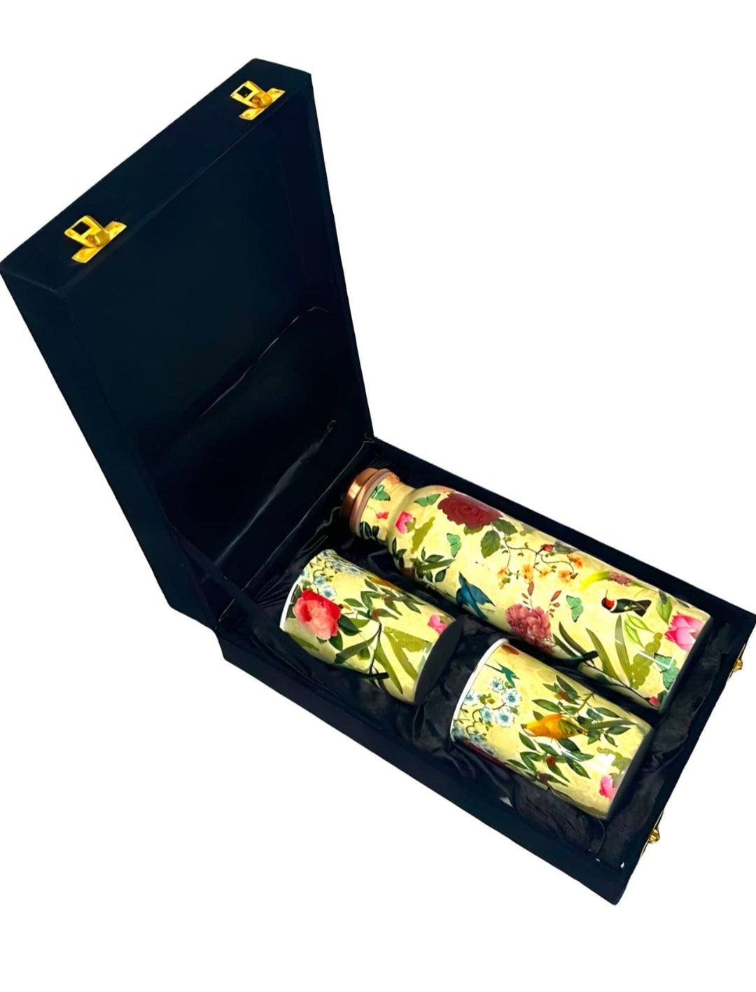 Meena Printed Bottle water bottle 1 bottle 2 glasses with black gift box