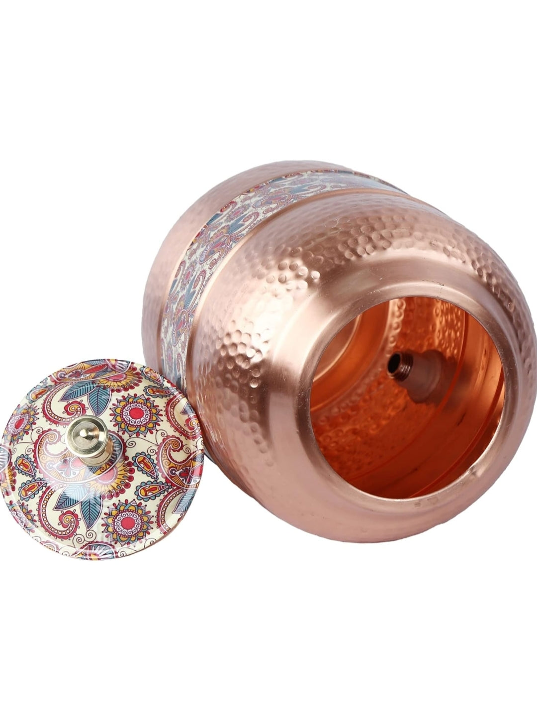 Copper water dispenser Meena and hammered design full combo set