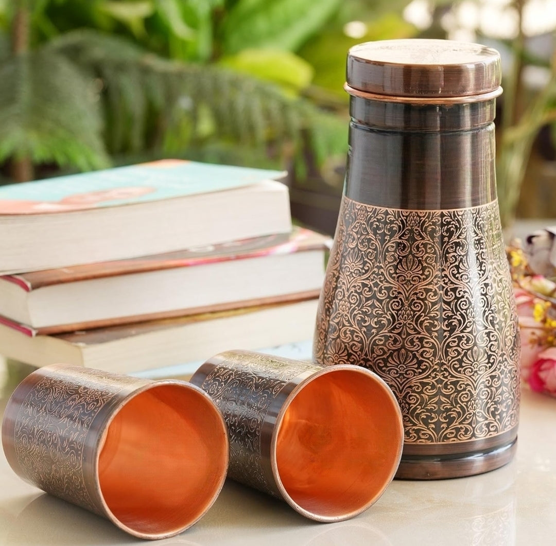 Copper antique sugar pot set