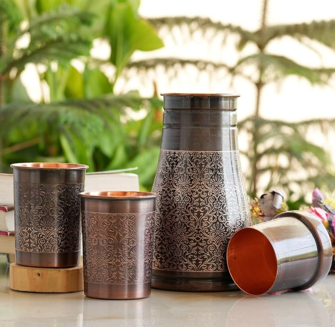 Copper antique sugar pot set