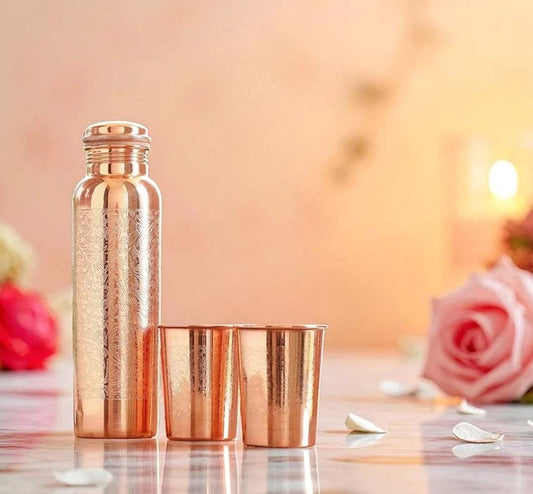 Aching shine Copper water bottle gift set 1 bottle 2 glasses with gift 🎁 box