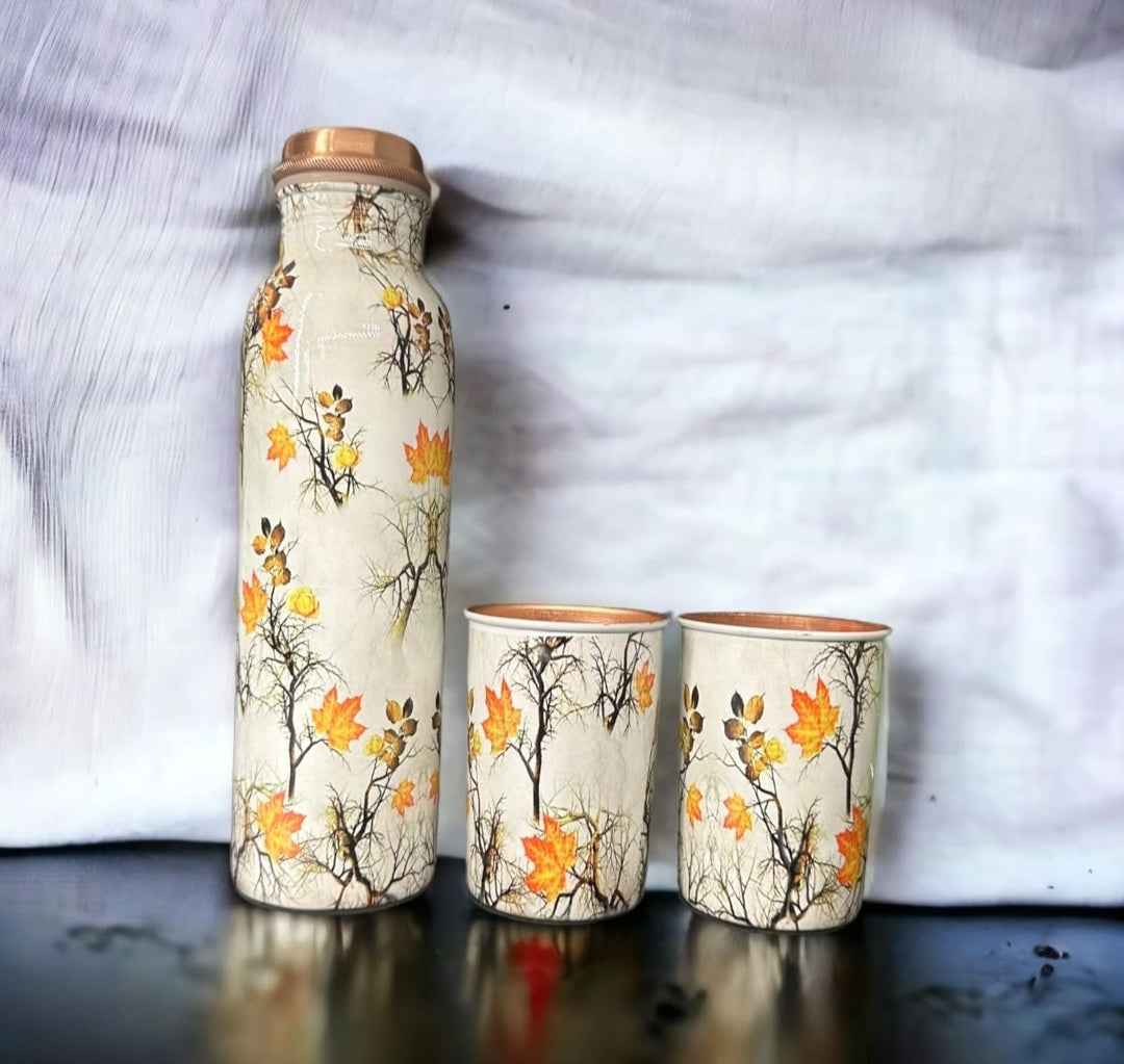 Printed copper Bottle gift set