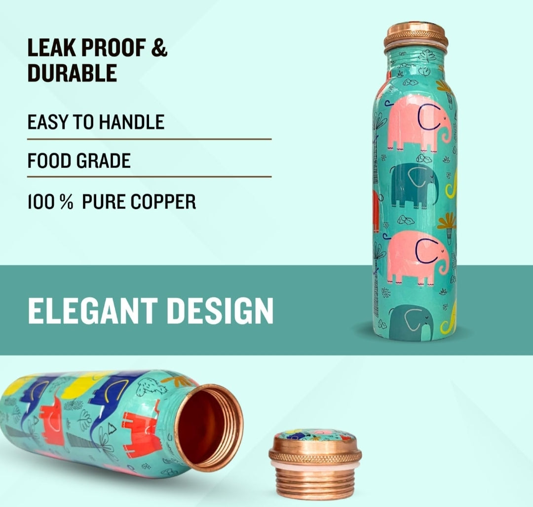 Printed Copper water Bottle gift set