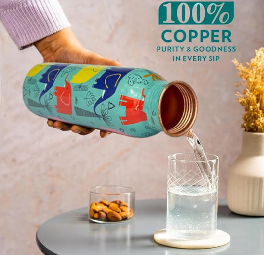 Printed Copper water Bottle gift set
