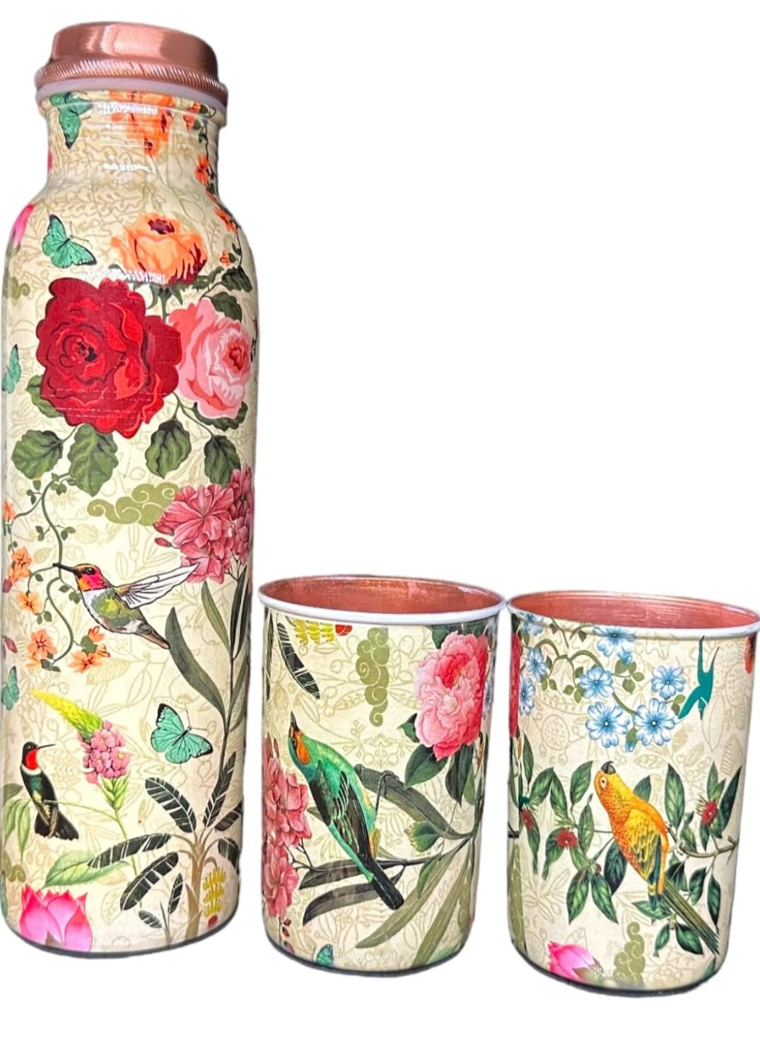 Meena Printed Bottle water bottle 1 bottle 2 glasses with black gift box