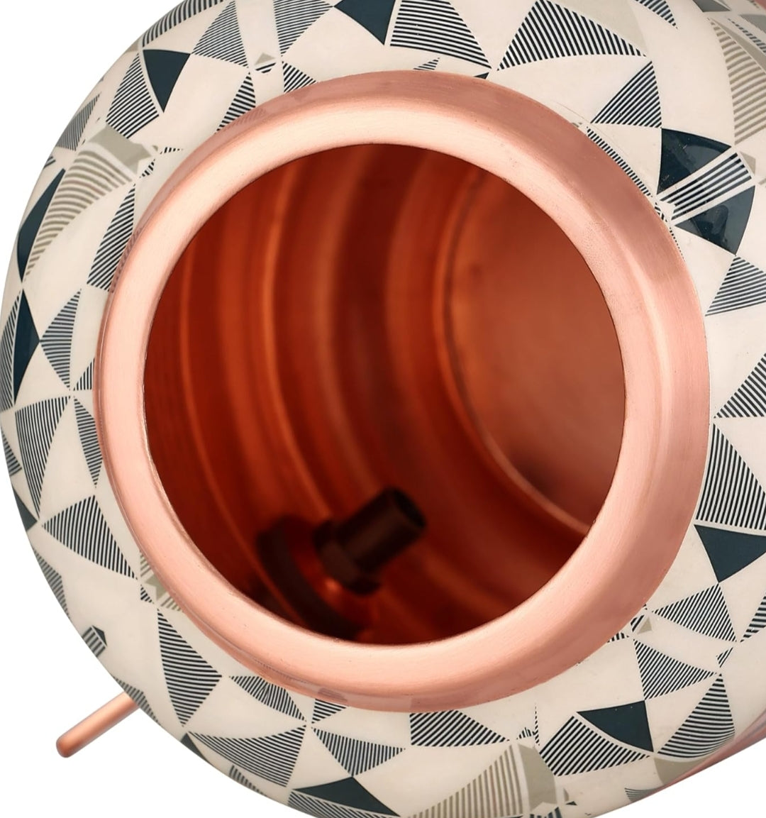 Copper water dispenser tow tone Meena and hammered