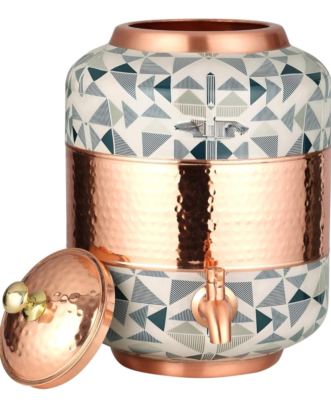 Copper water dispenser tow tone Meena and hammered