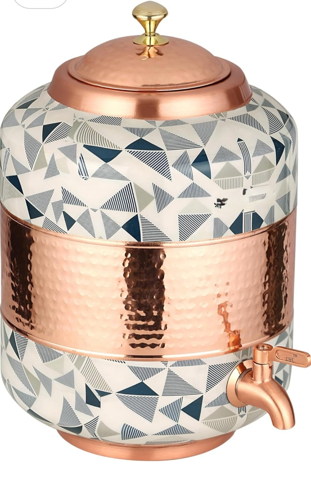 Copper water dispenser tow tone Meena and hammered