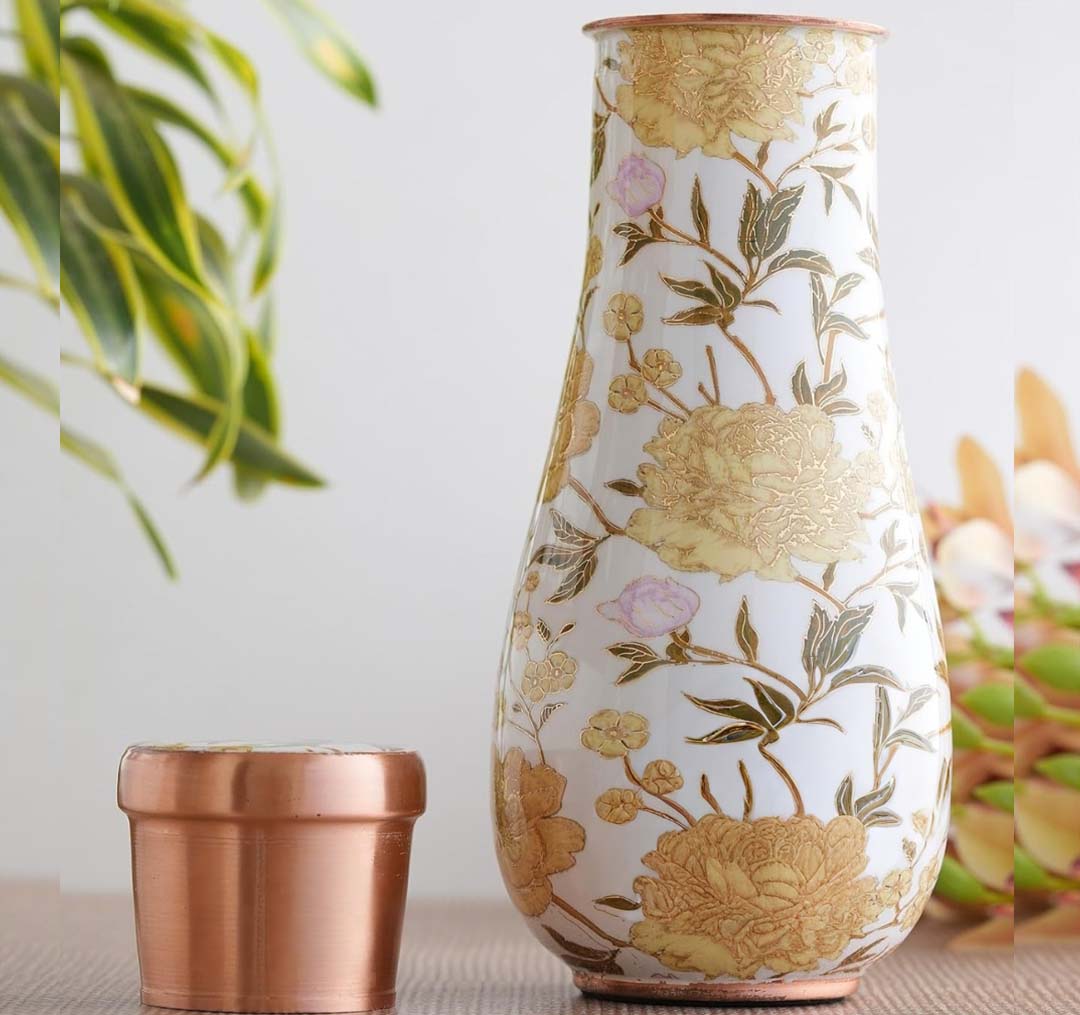 Meena Printed copper loki pot