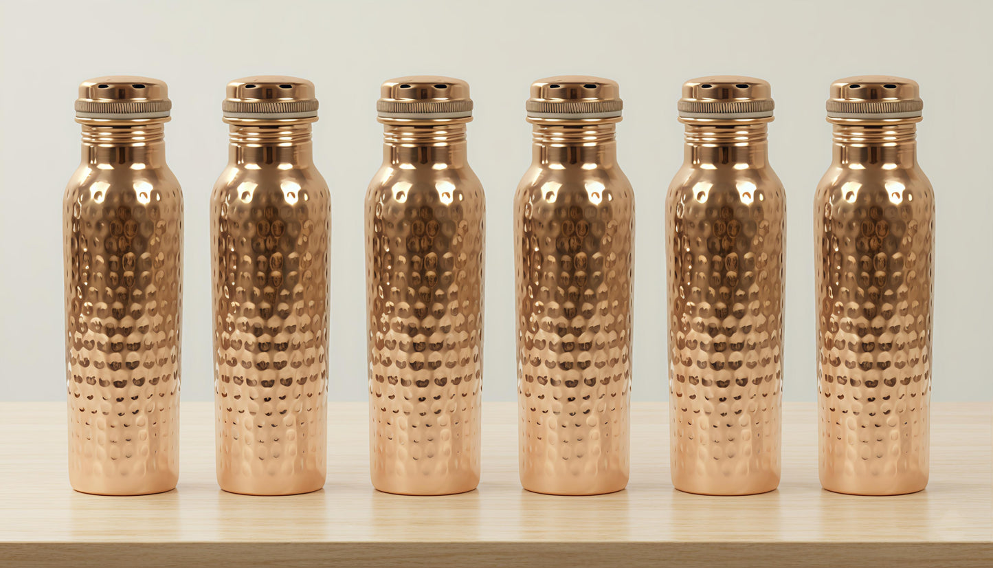 hammered copper water bottle 950ml(pack of-6)