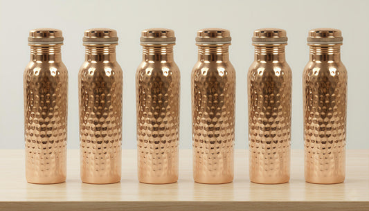 hammered copper water bottle 950ml(pack of-6)