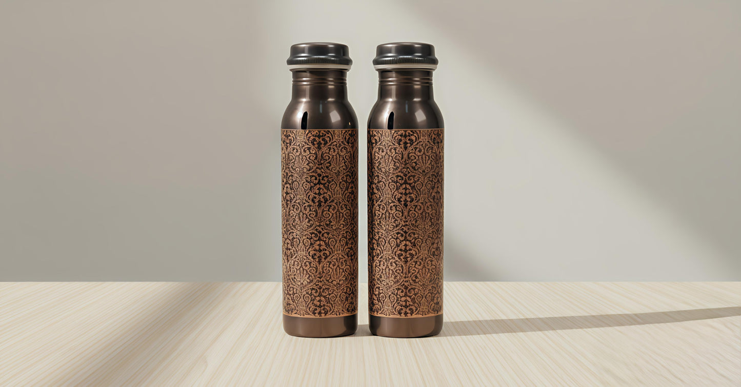 Aching antique copper water bottle 950ml (pack of-2)