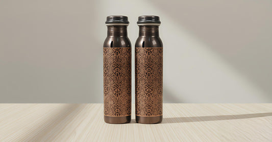 Aching antique copper water bottle 950ml (pack of-2)