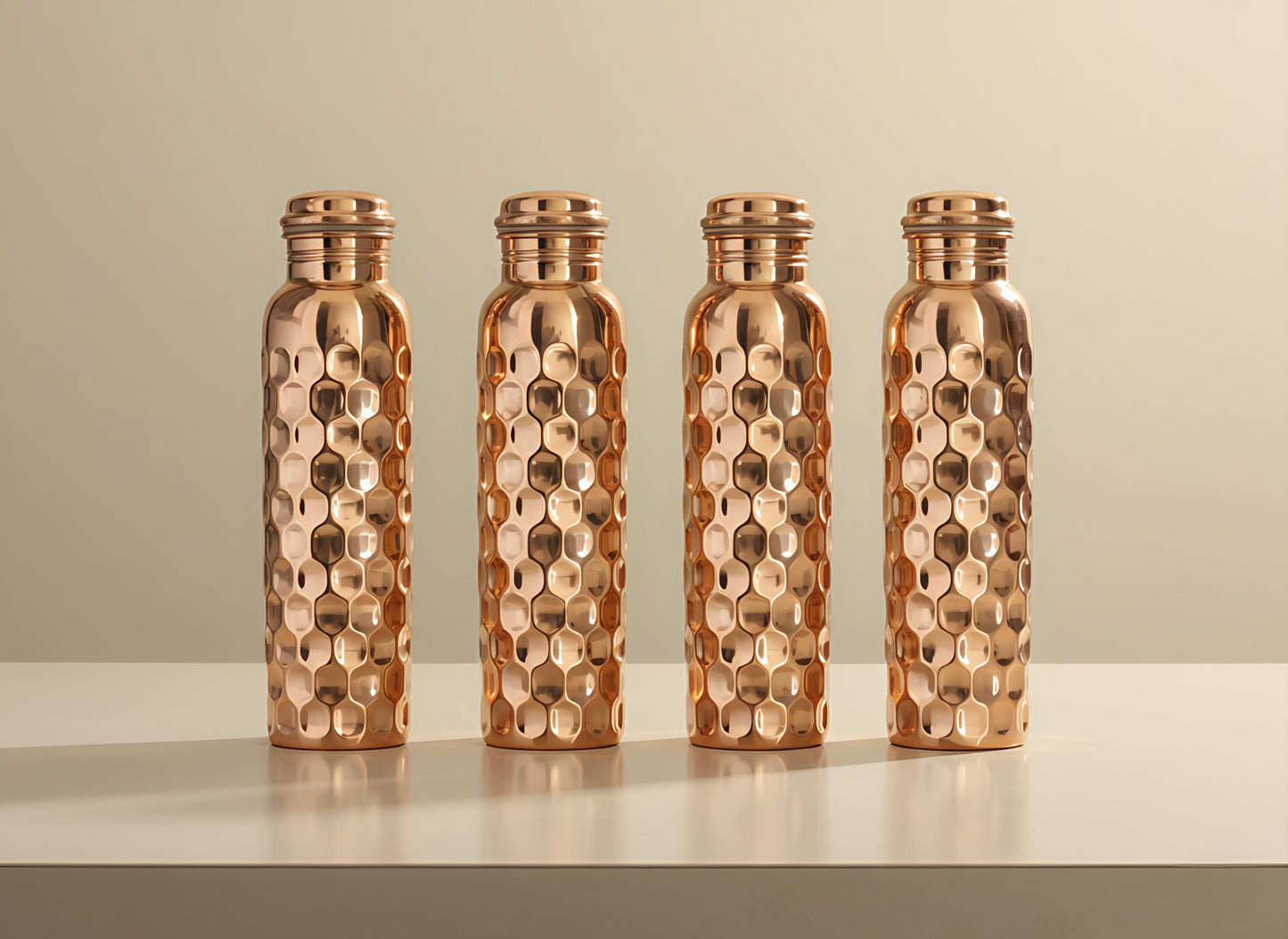 Copper diamond water bottle(pack of-4)