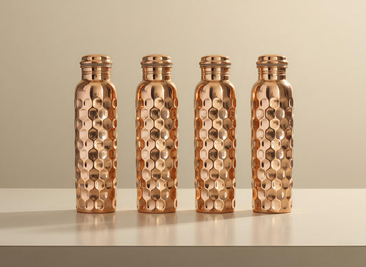 Copper diamond water bottle(pack of-4)