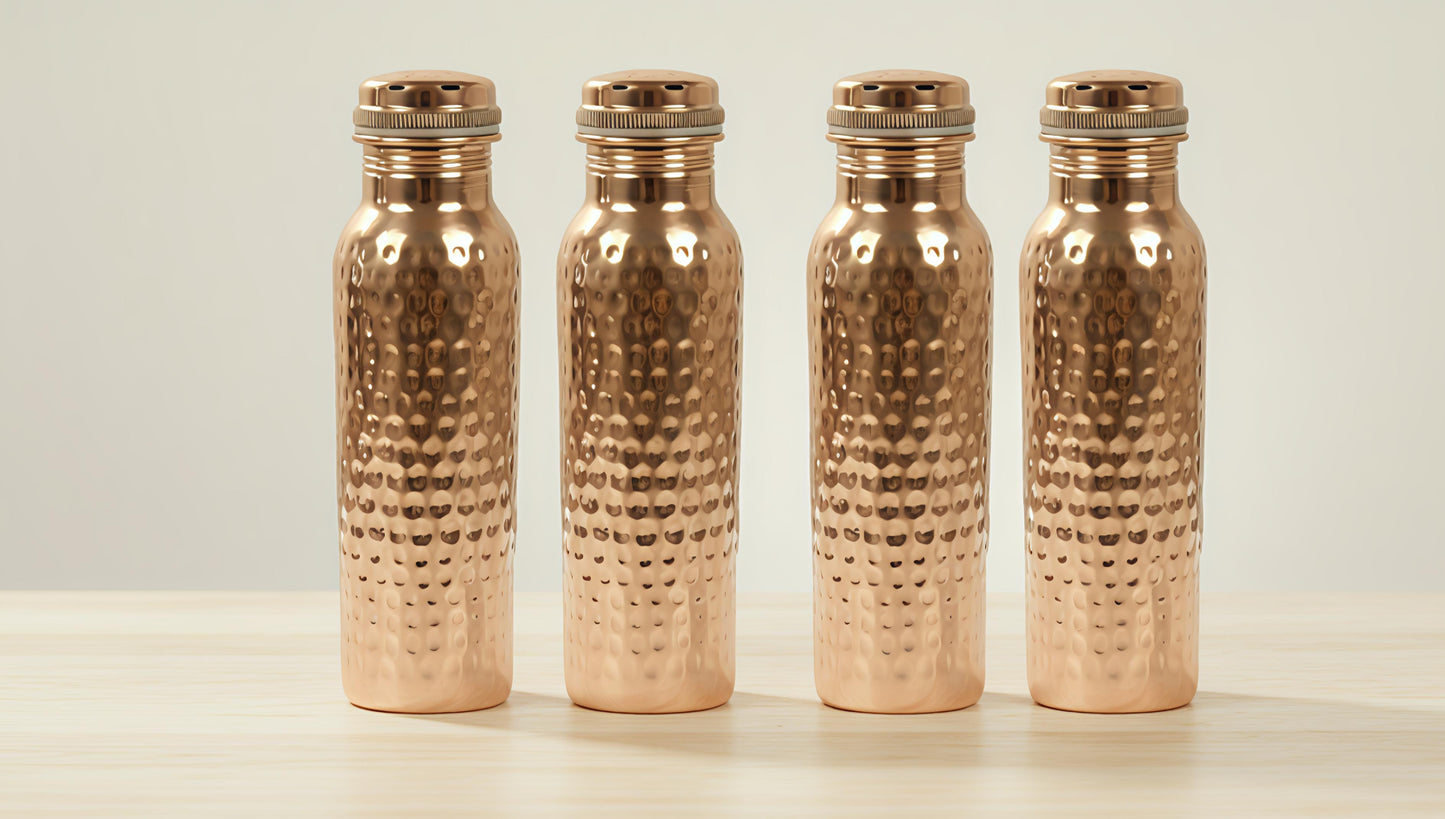 hammered copper water bottle 950ml(pack of-4)